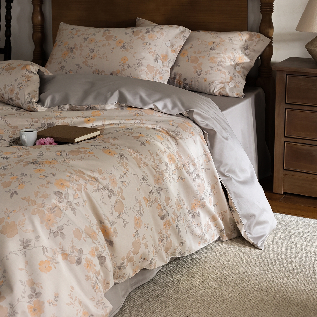 91家纺网 家纺一手货源 找家纺 （总）ONE TWO ONE 121 【控价商品】【提供买家秀】2026新款100s50支长绒棉全棉床上用品色织提花四件套-梦谷花园