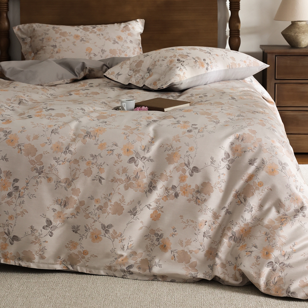 91家纺网 家纺一手货源 找家纺 （总）ONE TWO ONE 121 【控价商品】【提供买家秀】2026新款100s50支长绒棉全棉床上用品色织提花四件套-梦谷花园