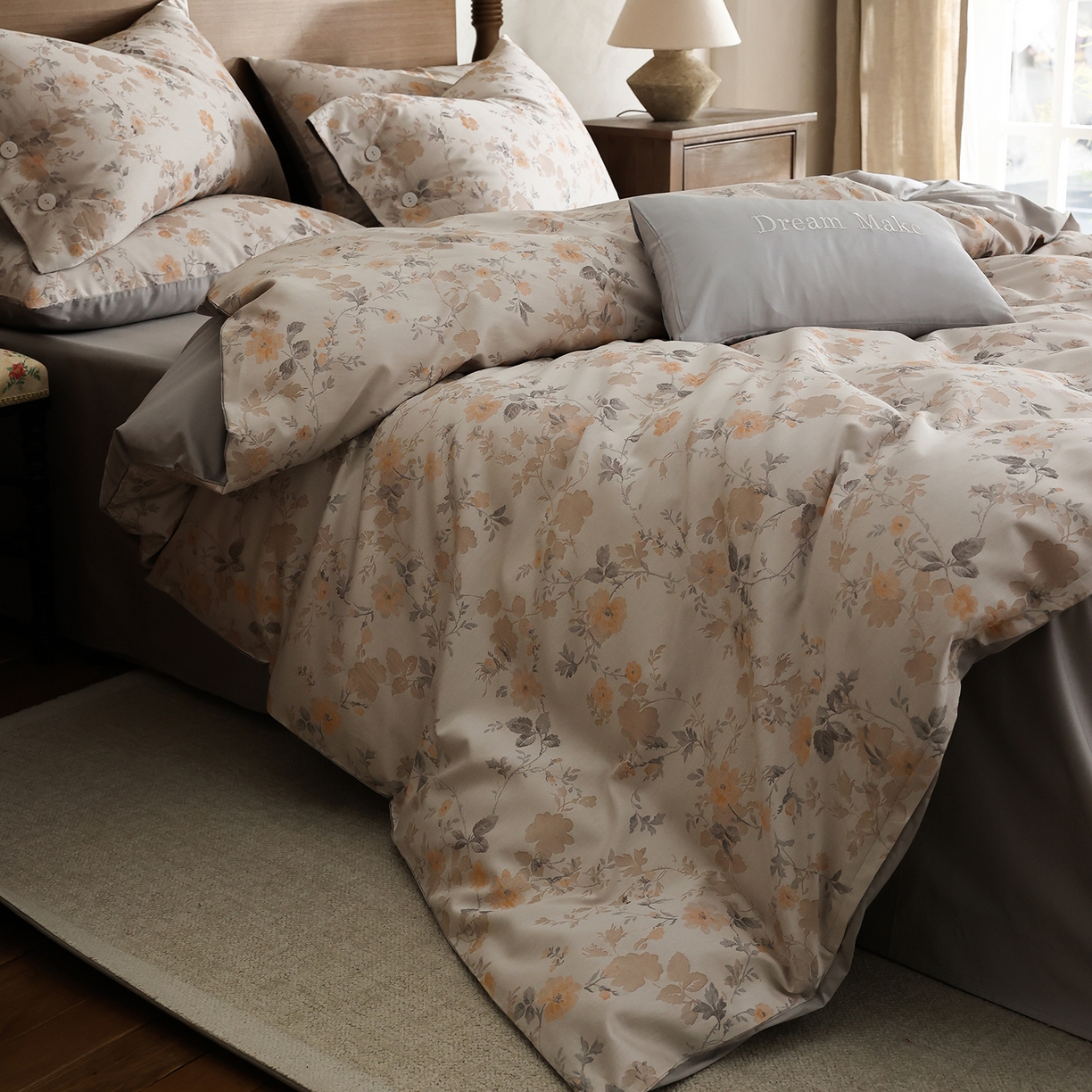 91家纺网 家纺一手货源 找家纺 （总）ONE TWO ONE 121 【控价商品】【提供买家秀】2026新款100s50支长绒棉全棉床上用品色织提花四件套-梦谷花园