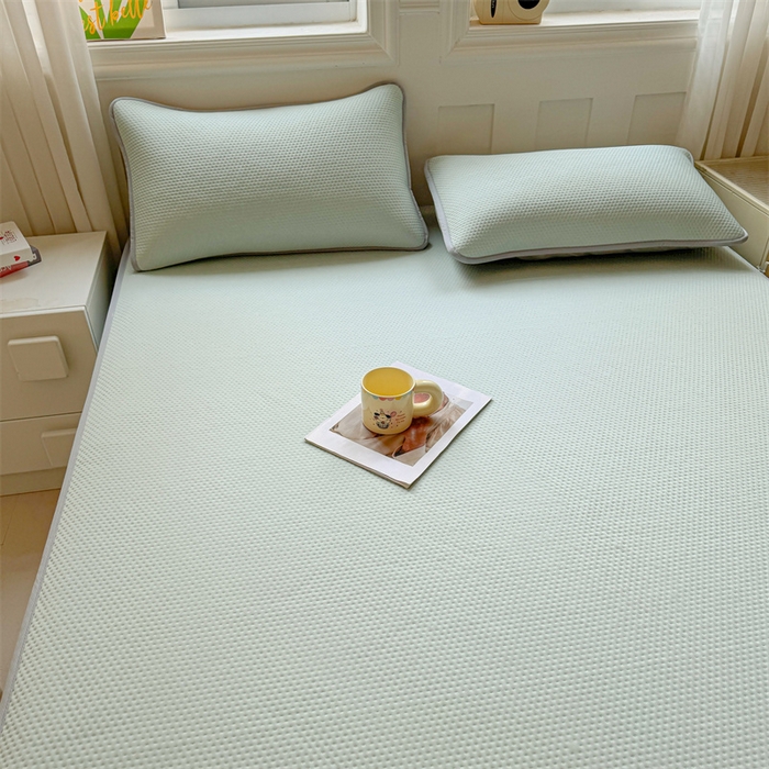 91家纺网 家纺一手货源 找家纺 女子家纺 2026新款凉感丝豆豆床笠三件套加厚三明治床垫保护套 凉感丝豆豆床笠-海港蓝