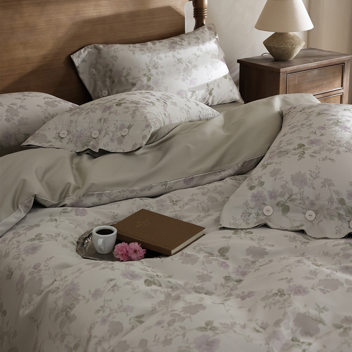 91家纺网 家纺一手货源 找家纺 ONE TWO ONE 121 【控价商品】【提供买家秀】2026新款100s50支长绒棉全棉床上用品色织提花四件套-梦谷花园 梦谷花园-青绿