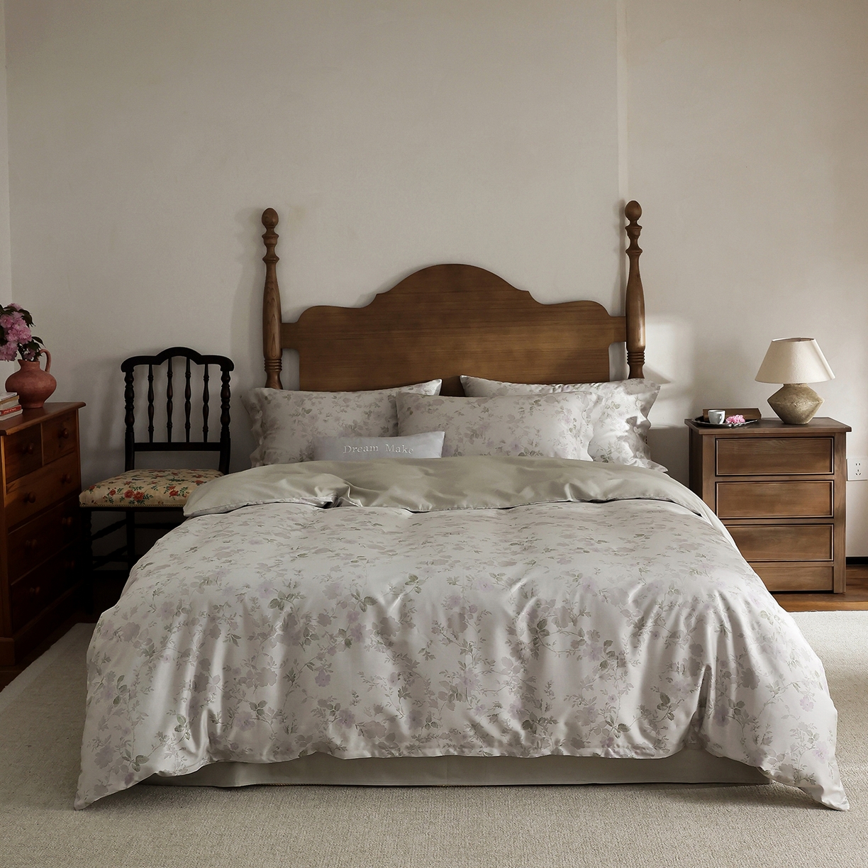 91家纺网 家纺一手货源 找家纺 ONE TWO ONE 121 【控价商品】【提供买家秀】2026新款100s50支长绒棉全棉床上用品色织提花四件套-梦谷花园 梦谷花园-青绿