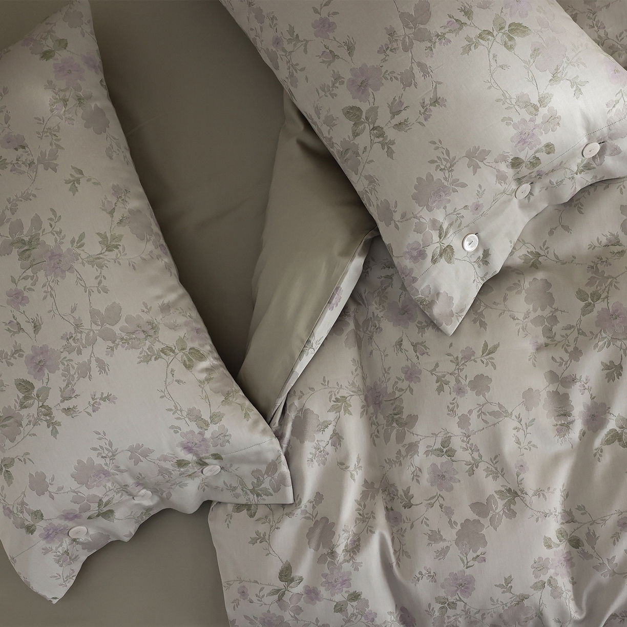 91家纺网 家纺一手货源 找家纺 ONE TWO ONE 121 【控价商品】【提供买家秀】2026新款100s50支长绒棉全棉床上用品色织提花四件套-梦谷花园 梦谷花园-青绿