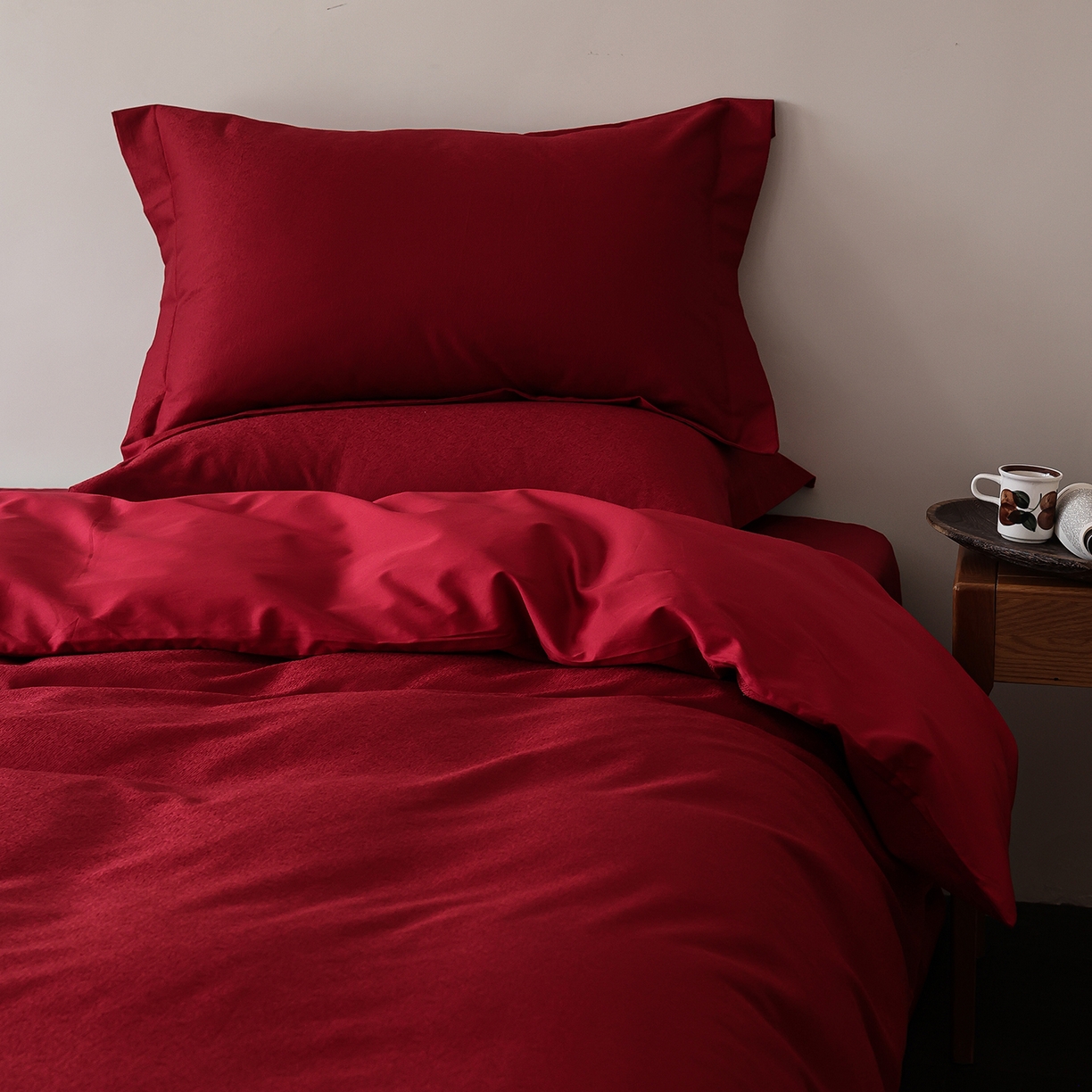 91家纺网 家纺一手货源 找家纺 （总）ONE TWO ONE 121 【控价商品】【提供买家秀】2026全棉100s长绒棉50支床上用品结婚大红色婚庆四件套提花 烈火-女神