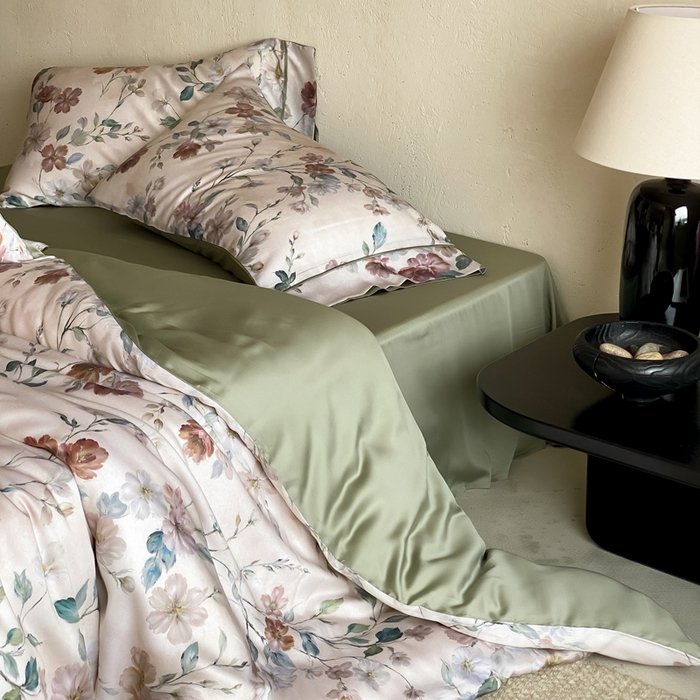 91家纺网 家纺一手货源 找家纺 三味舒屋 2026新款60S凝夏臻享天丝数码印花四件套 瑰丽庄园