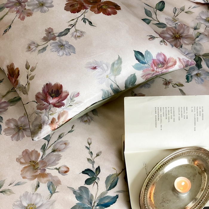 91家纺网 家纺一手货源 找家纺 三味舒屋 2026新款60S凝夏臻享天丝数码印花四件套 瑰丽庄园