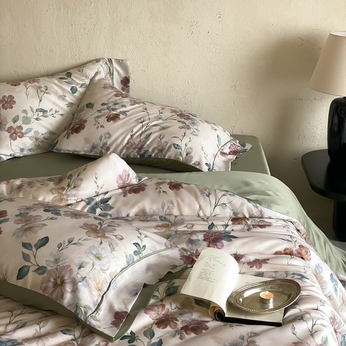 91家纺网 家纺一手货源 找家纺 三味舒屋 2026新款60S凝夏臻享天丝数码印花四件套 瑰丽庄园