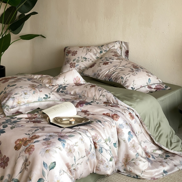 91家纺网 家纺一手货源 找家纺 三味舒屋 2026新款60S凝夏臻享天丝数码印花四件套 瑰丽庄园