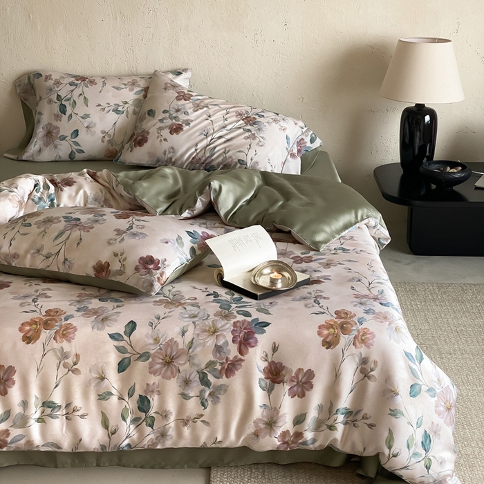 91家纺网 家纺一手货源 找家纺 三味舒屋 2026新款60S凝夏臻享天丝数码印花四件套 瑰丽庄园