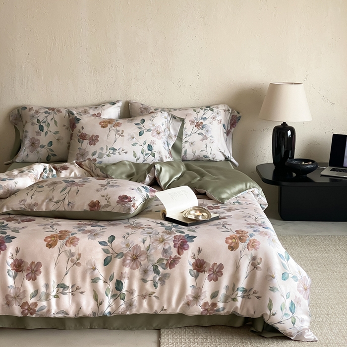 91家纺网 家纺一手货源 找家纺 三味舒屋 2026新款60S凝夏臻享天丝数码印花四件套 瑰丽庄园