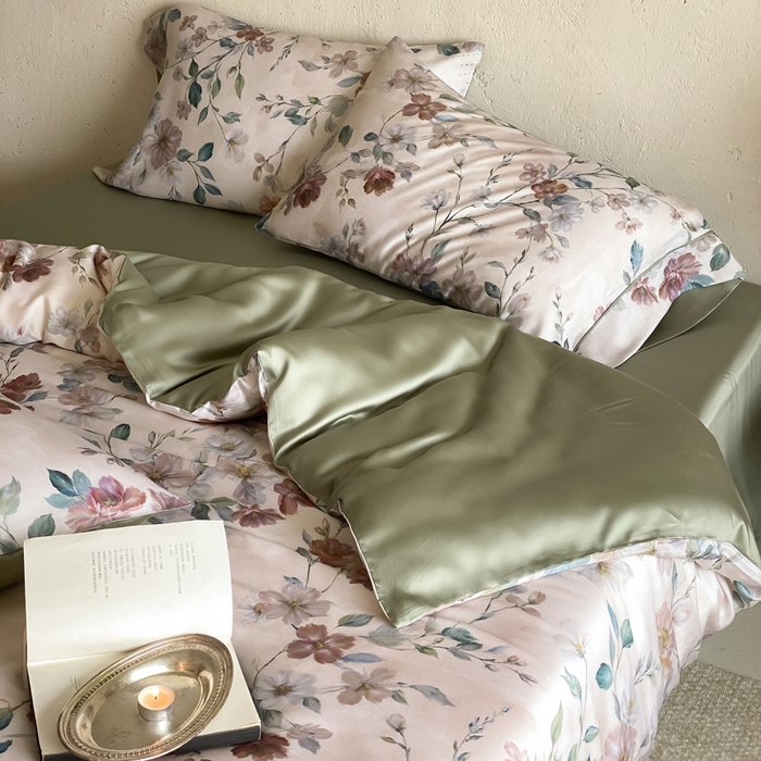 91家纺网 家纺一手货源 找家纺 三味舒屋 2026新款60S凝夏臻享天丝数码印花四件套 瑰丽庄园