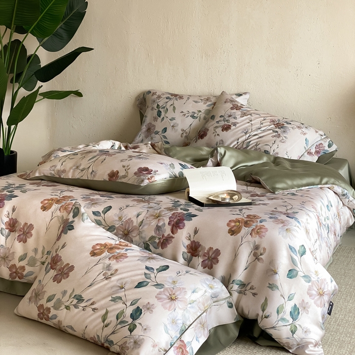 91家纺网 家纺一手货源 找家纺 三味舒屋 2026新款60S凝夏臻享天丝数码印花四件套 瑰丽庄园