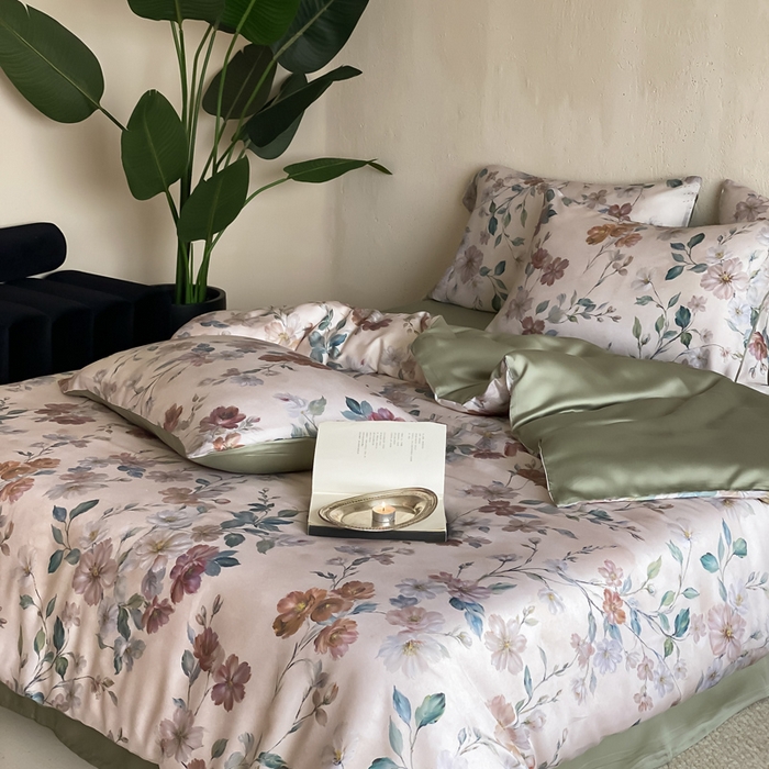 91家纺网 家纺一手货源 找家纺 三味舒屋 2026新款60S凝夏臻享天丝数码印花四件套 瑰丽庄园