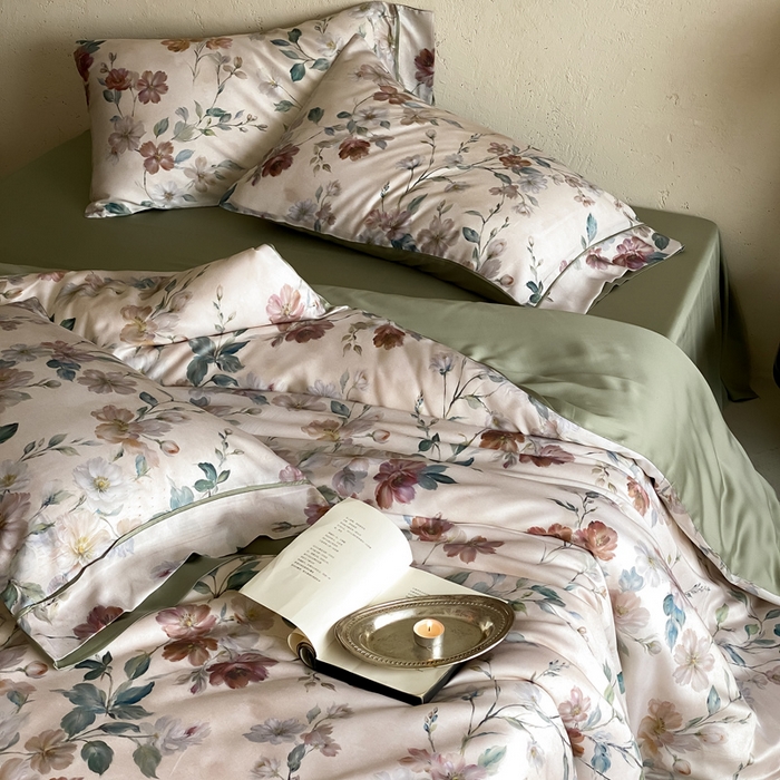 91家纺网 家纺一手货源 找家纺 三味舒屋 2026新款60S凝夏臻享天丝数码印花四件套 瑰丽庄园