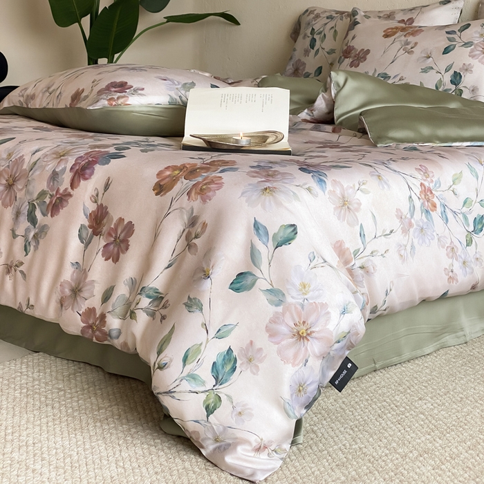 91家纺网 家纺一手货源 找家纺 三味舒屋 2026新款60S凝夏臻享天丝数码印花四件套 瑰丽庄园