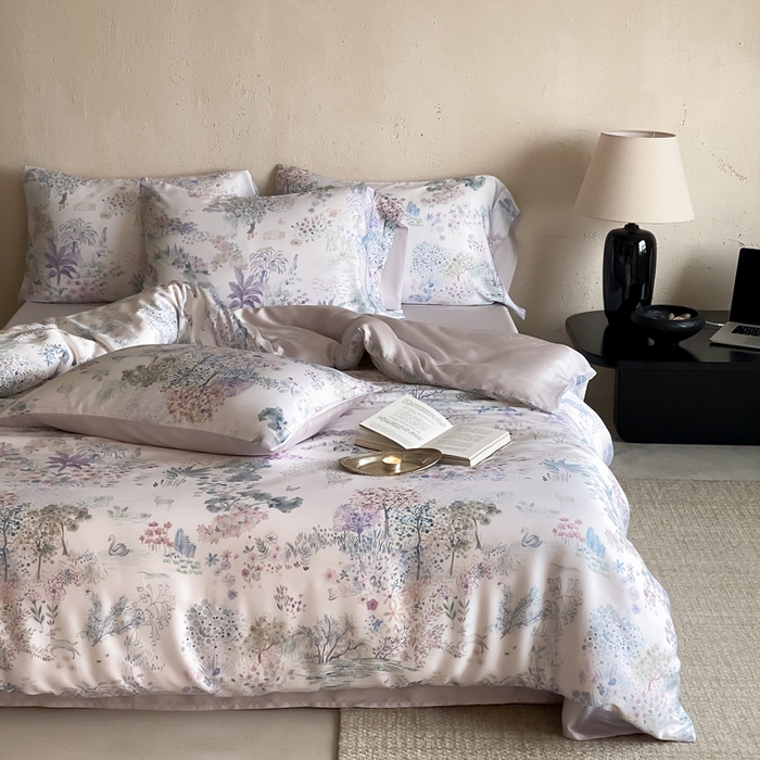 91家纺网 家纺一手货源 找家纺 三味舒屋 2026新款60S凝夏臻享天丝数码印花四件套 圣托里里