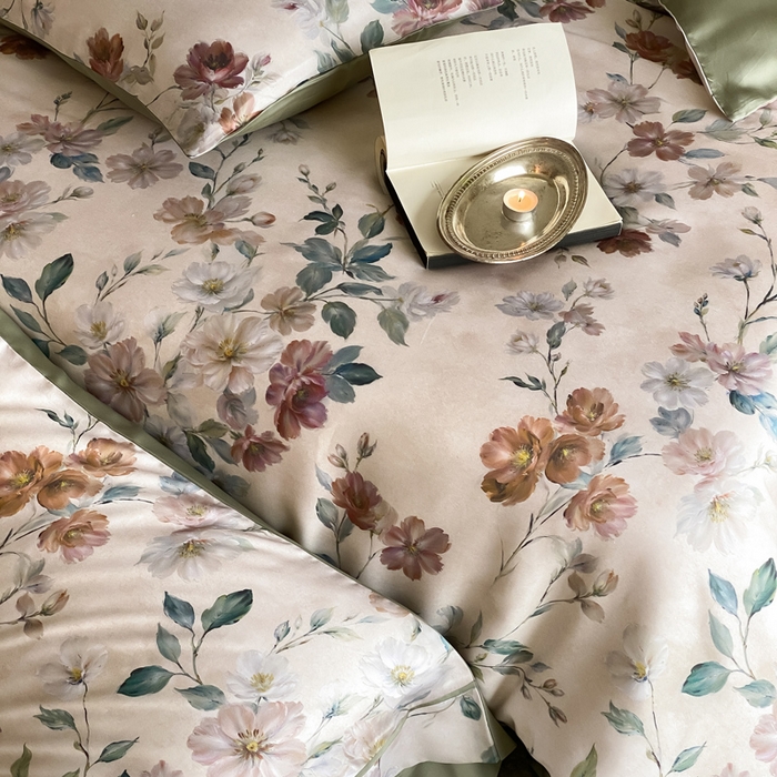 91家纺网 家纺一手货源 找家纺 三味舒屋 2026新款60S凝夏臻享天丝数码印花四件套 瑰丽庄园