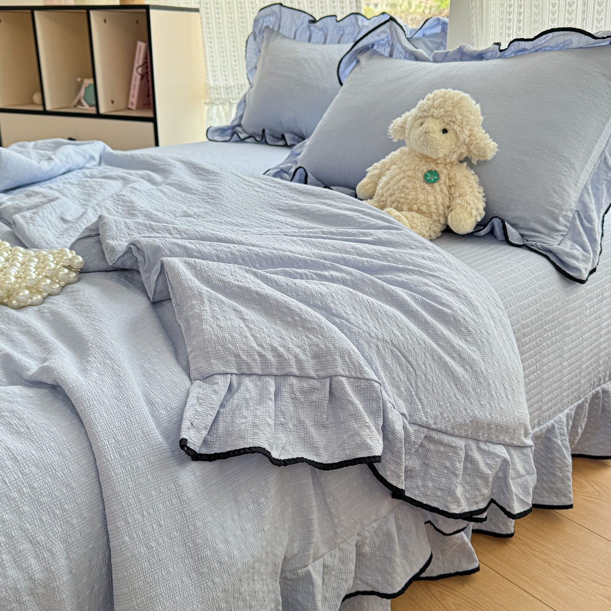 91家纺网 家纺一手货源 找家纺 （总）利欧 2026新款韩版水洗提花床盖款夏被四件套