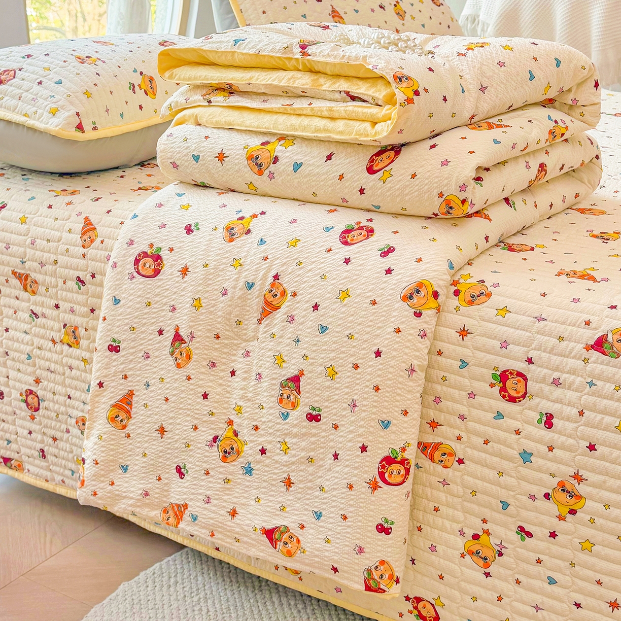 91家纺网 家纺一手货源 找家纺 （总）悠米悠家 2026春夏新款泡泡纱印花夏被夏凉被空调被