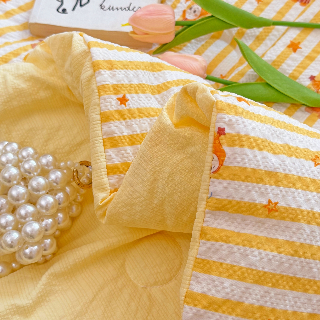 91家纺网 家纺一手货源 找家纺 悠米悠家 2026春夏新款泡泡纱印花夏被夏凉被空调被 元气星星人