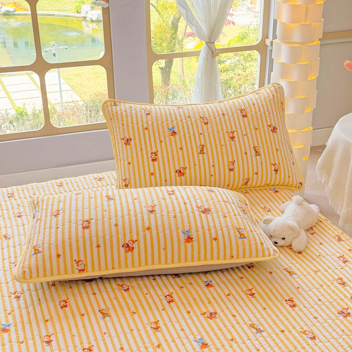 91家纺网 家纺一手货源 找家纺 悠米悠家 2026春夏新款泡泡纱印花夏被夏凉被空调被 元气星星人