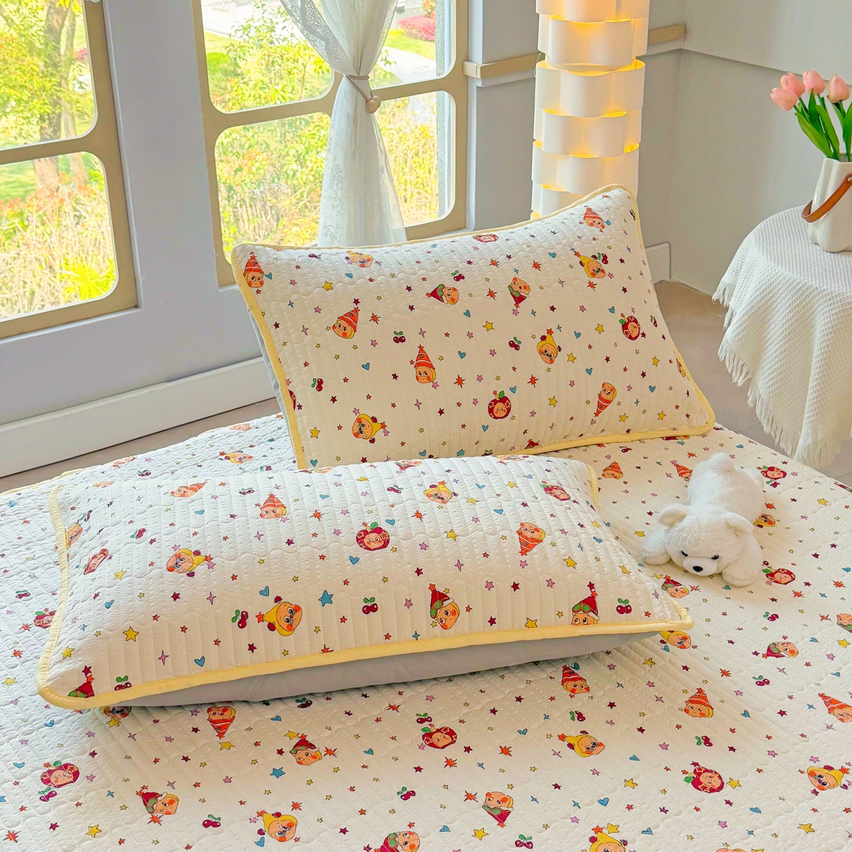 91家纺网 家纺一手货源 找家纺 悠米悠家 2026春夏新款泡泡纱印花夏被夏凉被空调被 星星童话屋