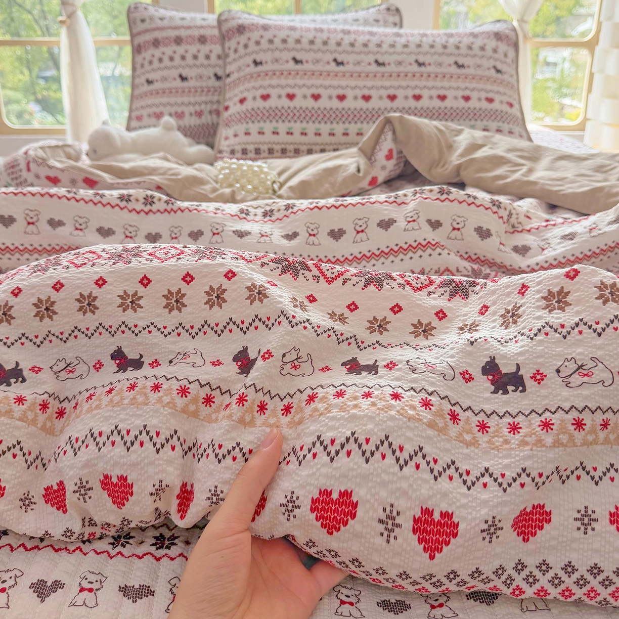 91家纺网 家纺一手货源 找家纺 悠米悠家 2026春夏新款泡泡纱印花夏被夏凉被空调被 北欧小狗