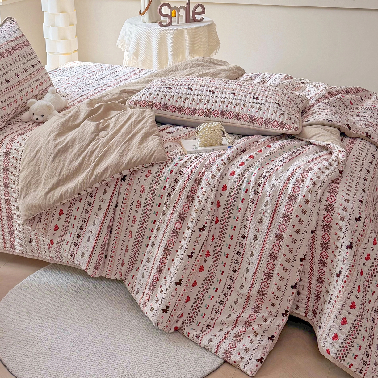 91家纺网 家纺一手货源 找家纺 悠米悠家 2026春夏新款泡泡纱印花夏被夏凉被空调被 北欧小狗