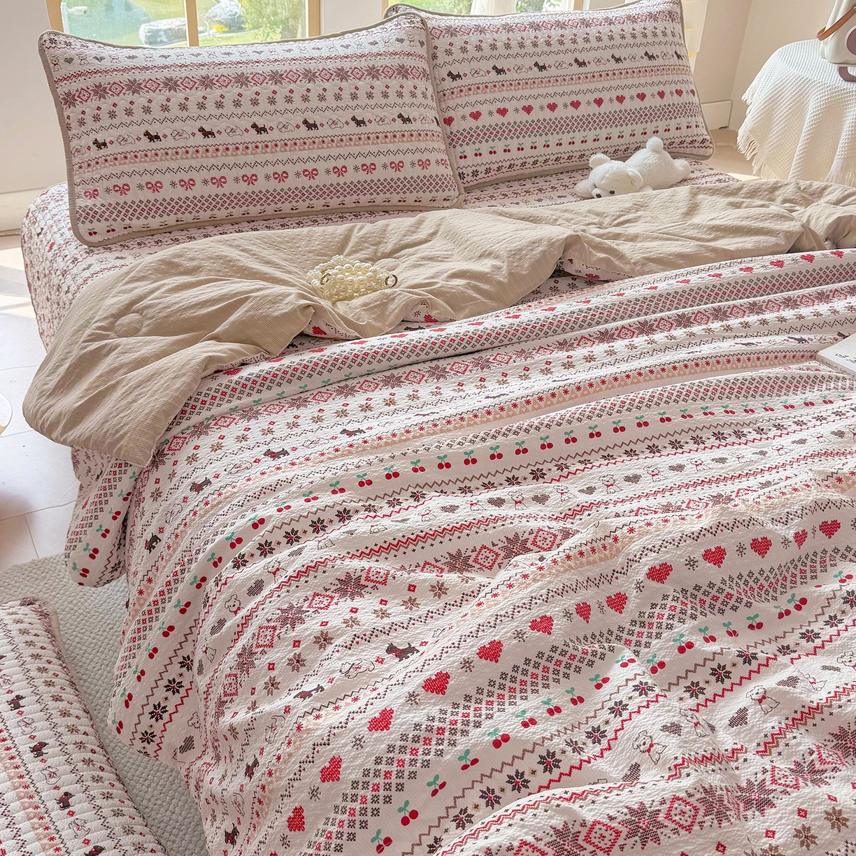 91家纺网 家纺一手货源 找家纺 悠米悠家 2026春夏新款泡泡纱印花夏被夏凉被空调被 北欧小狗