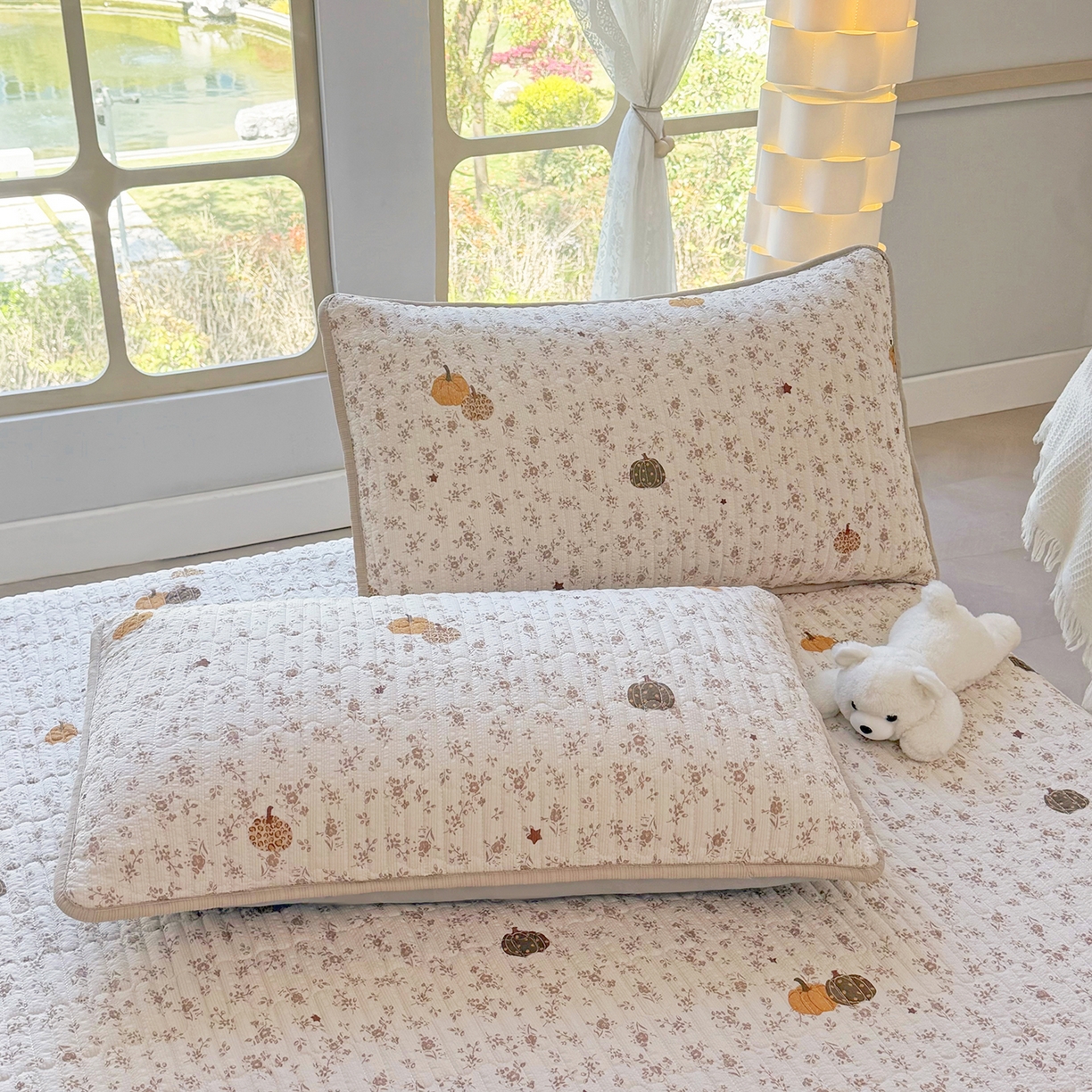 91家纺网 家纺一手货源 找家纺 悠米悠家 2026春夏新款泡泡纱印花夏被夏凉被空调被 南瓜碎花铺