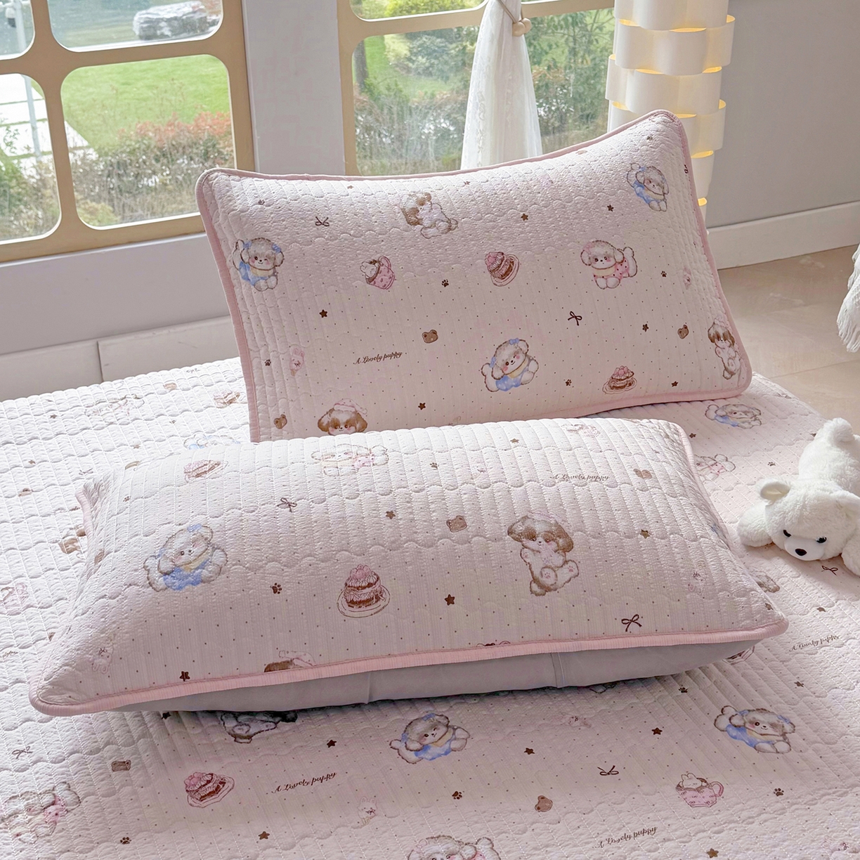 91家纺网 家纺一手货源 找家纺 悠米悠家 2026春夏新款泡泡纱印花夏被夏凉被空调被 甜心小狗铺