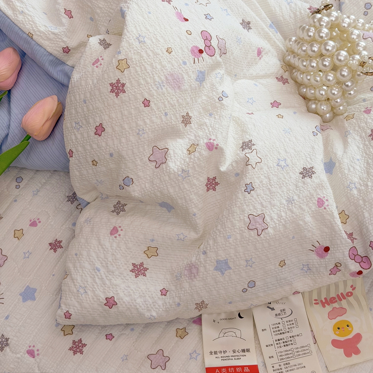91家纺网 家纺一手货源 找家纺 悠米悠家 2026春夏新款泡泡纱印花夏被夏凉被空调被 梦幻星河
