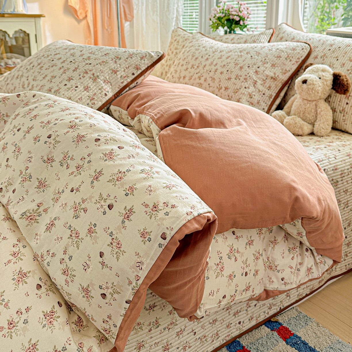 91家纺网 家纺一手货源 找家纺 （总）文黛家居 2026新款全棉双层纱床盖四件套