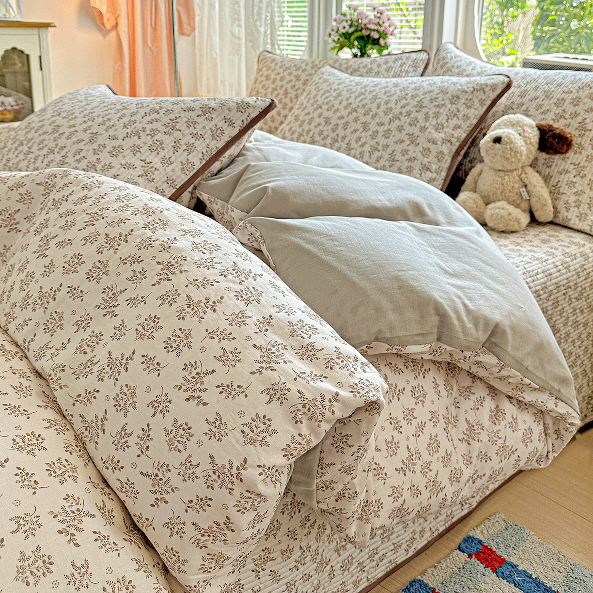 91家纺网 家纺一手货源 找家纺 （总）文黛家居 2026新款全棉双层纱床盖四件套