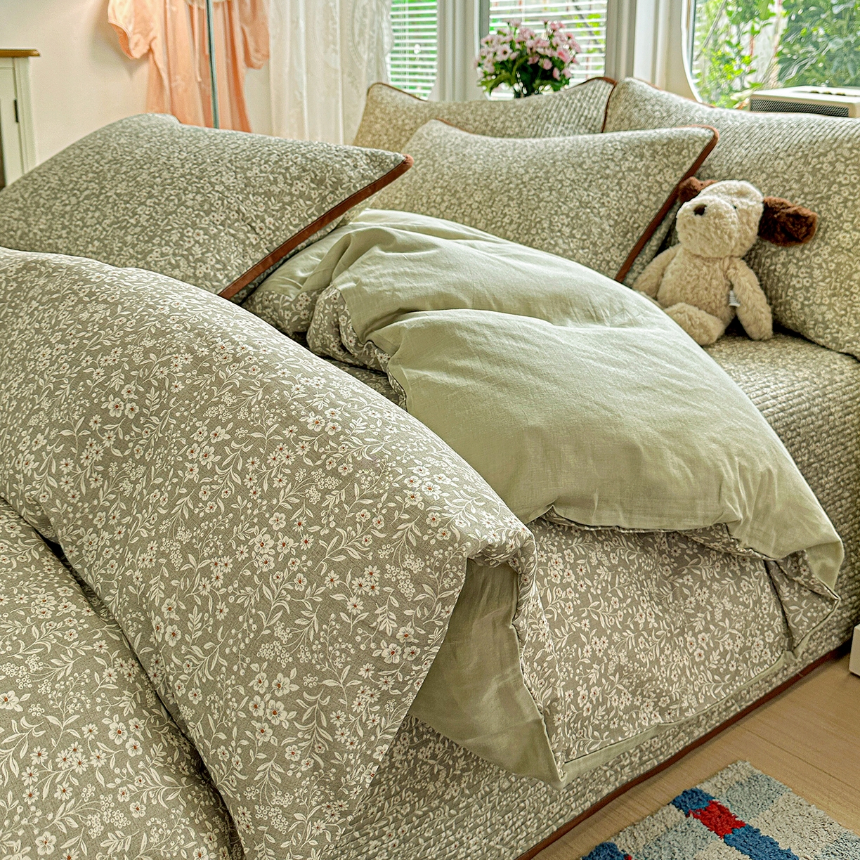 91家纺网 家纺一手货源 找家纺 （总）文黛家居 2026新款全棉双层纱床盖四件套