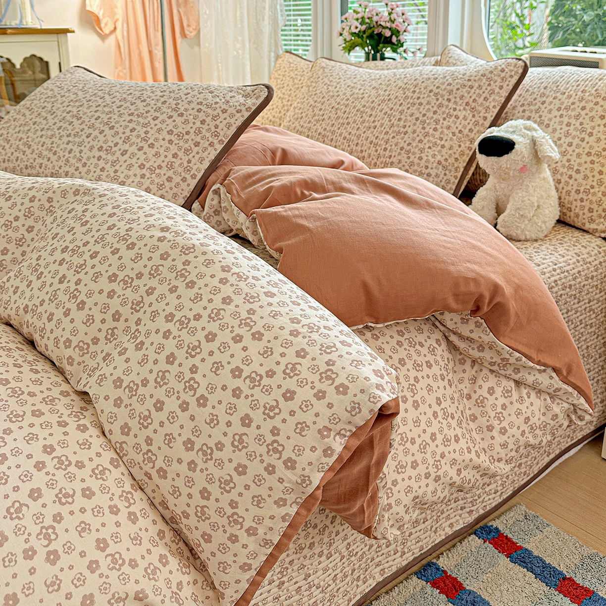 91家纺网 家纺一手货源 找家纺 （总）文黛家居 2026新款全棉双层纱床盖四件套