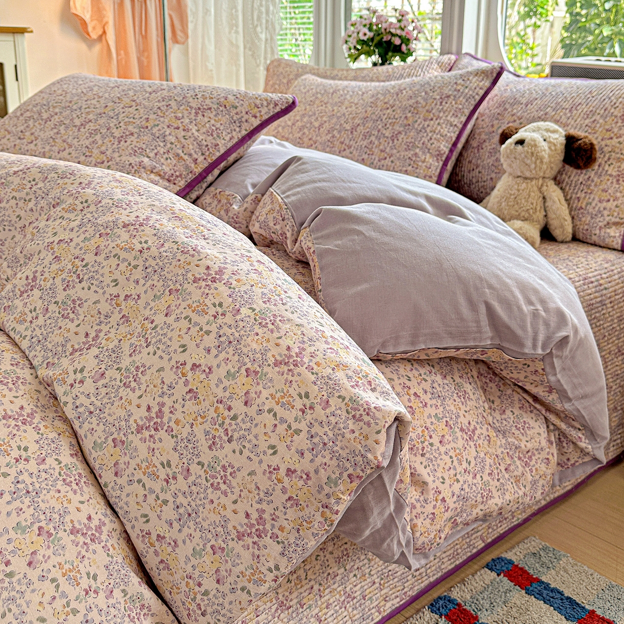 91家纺网 家纺一手货源 找家纺 （总）文黛家居 2026新款全棉双层纱床盖四件套