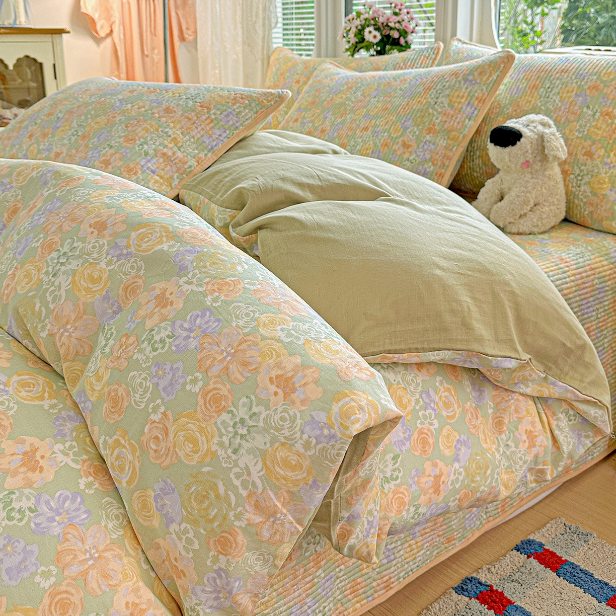 91家纺网 家纺一手货源 找家纺 （总）文黛家居 2026新款全棉双层纱床盖四件套