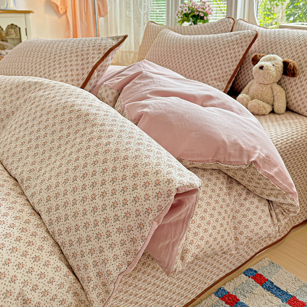 91家纺网 家纺一手货源 找家纺 （总）文黛家居 2026新款全棉双层纱床盖四件套