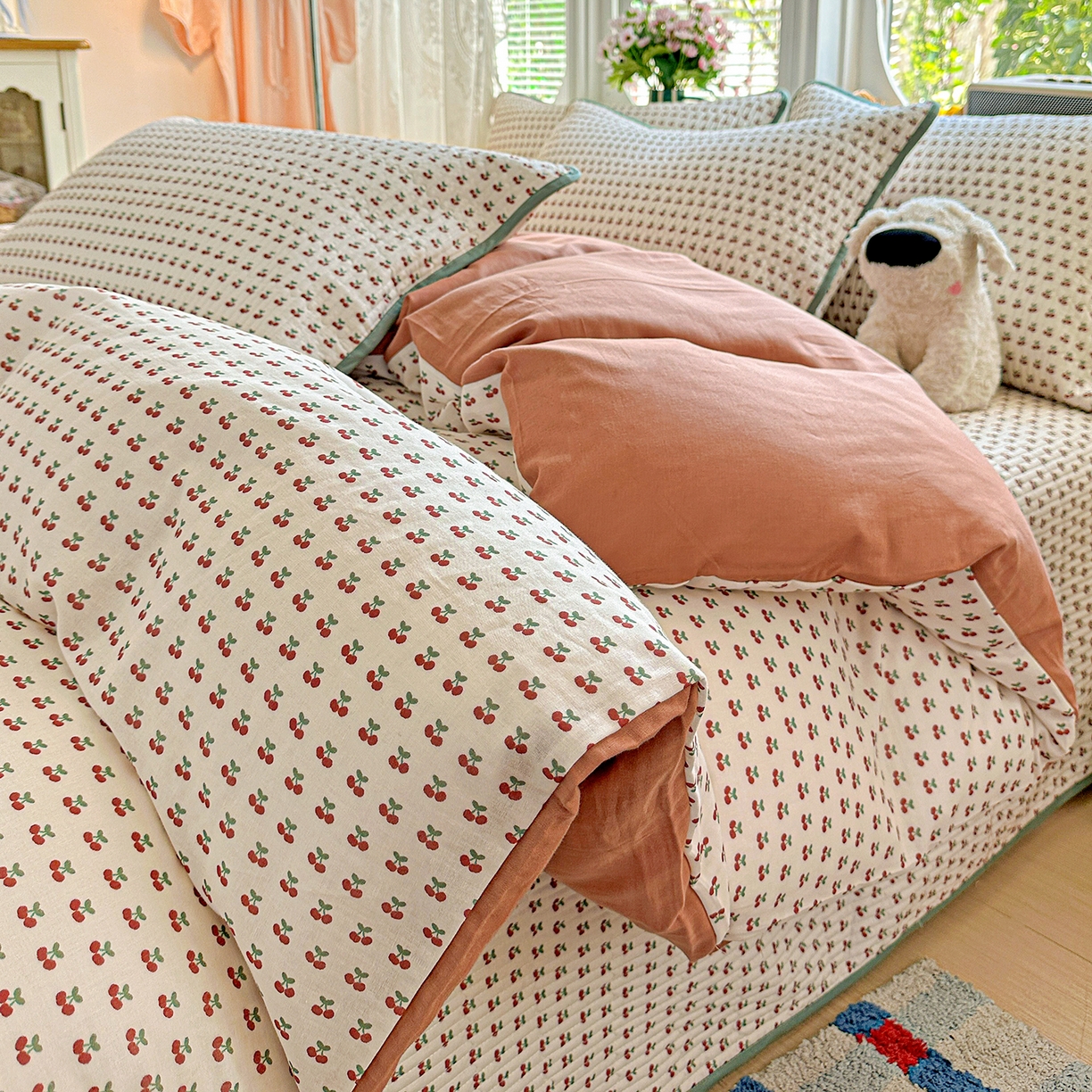 91家纺网 家纺一手货源 找家纺 （总）文黛家居 2026新款全棉双层纱床盖四件套