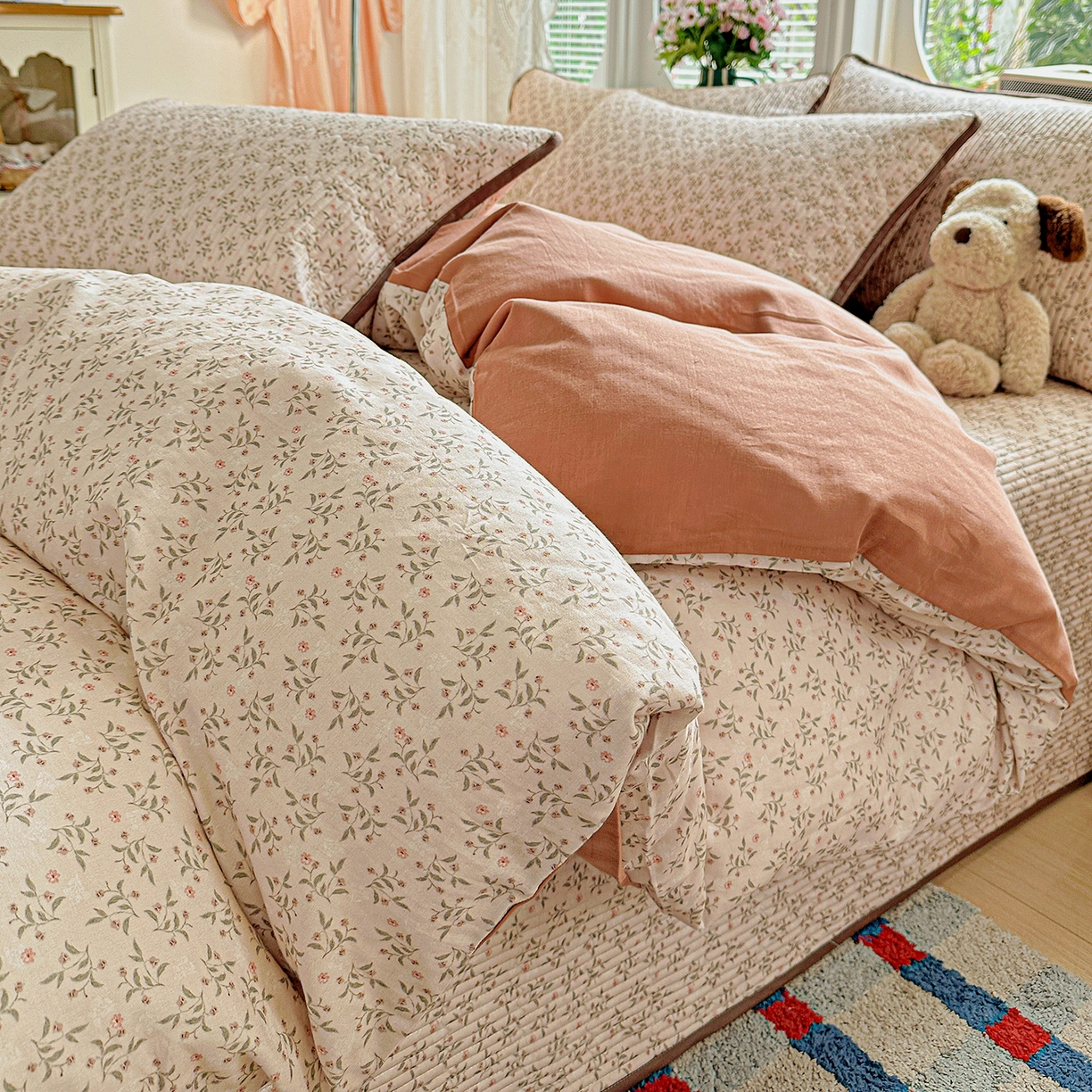 91家纺网 家纺一手货源 找家纺 （总）文黛家居 2026新款全棉双层纱床盖四件套