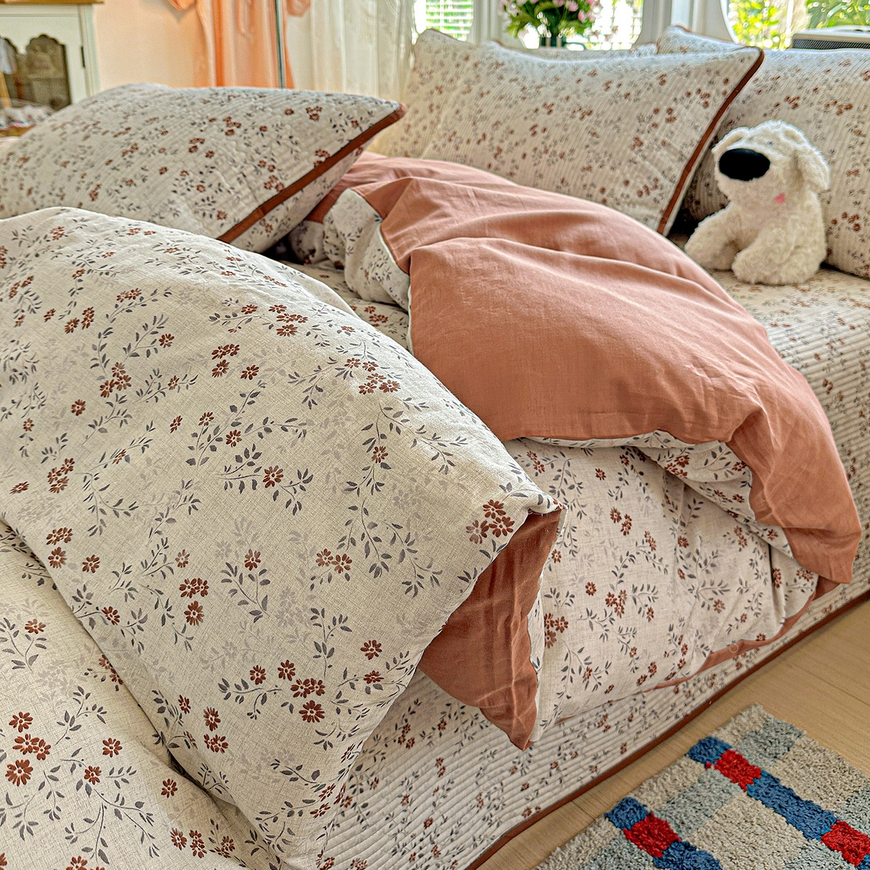 91家纺网 家纺一手货源 找家纺 （总）文黛家居 2026新款全棉双层纱床盖四件套