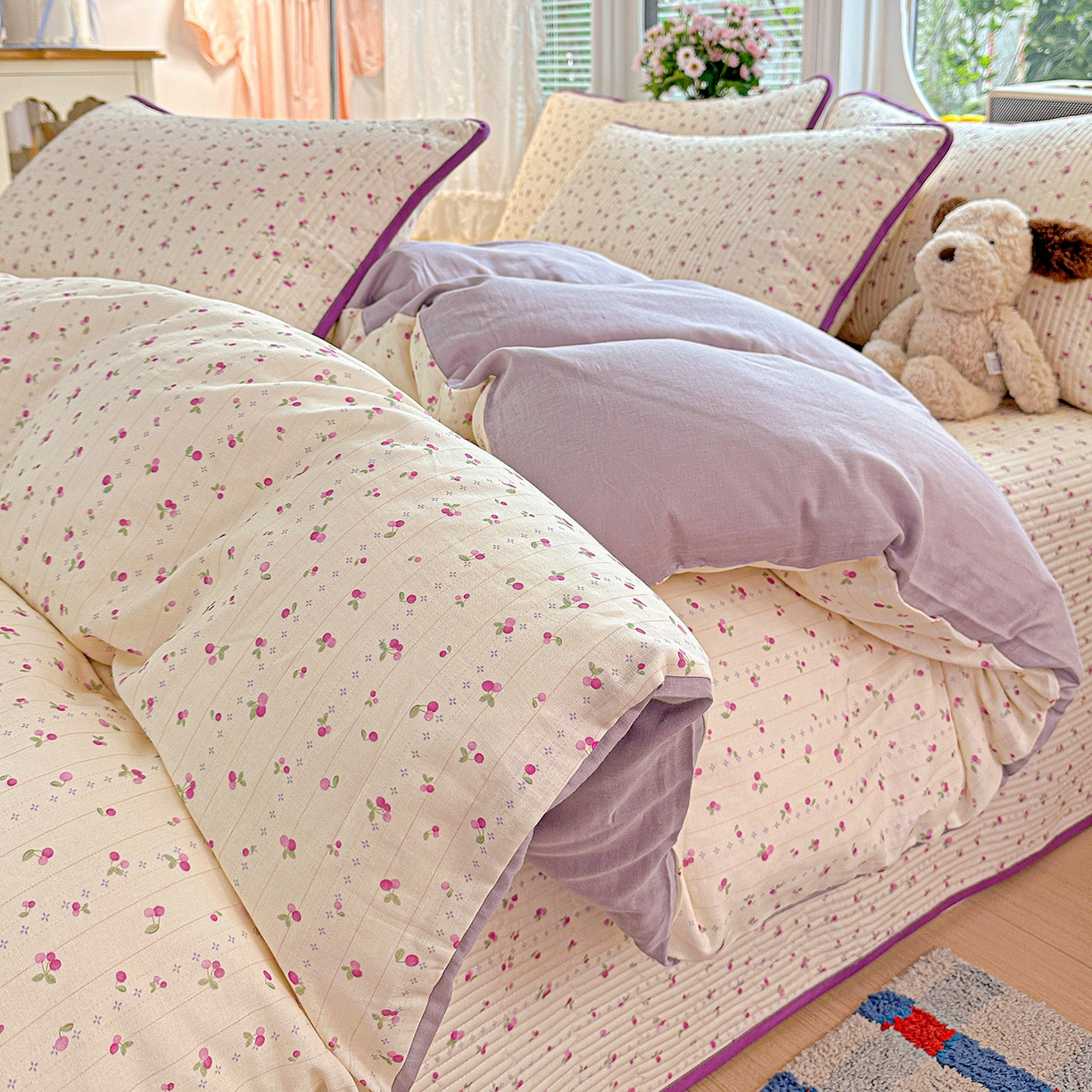 91家纺网 家纺一手货源 找家纺 （总）文黛家居 2026新款全棉双层纱床盖四件套