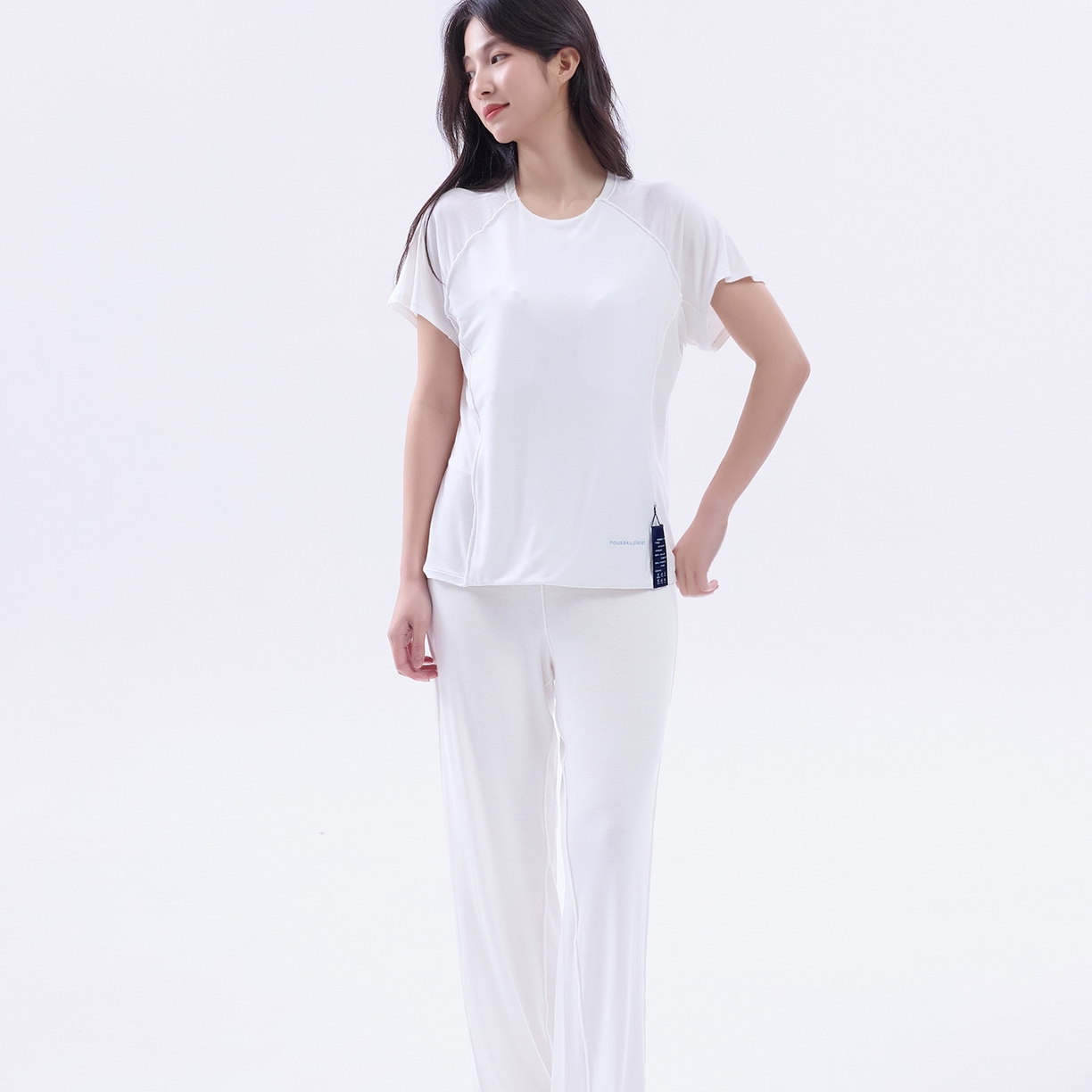 91家纺网 家纺一手货源 找家纺 唯爱品 2026新款亲肤舒适深睡睡衣--短袖长裤--短袖短裤--三色可选 短袖长裤-柔云白