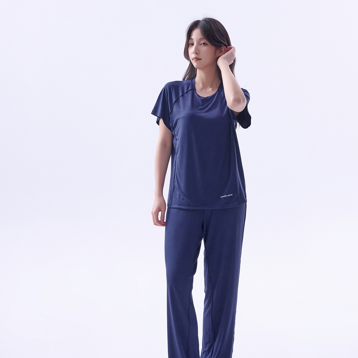 91家纺网 家纺一手货源 找家纺 唯爱品 2026新款亲肤舒适深睡睡衣--短袖长裤--短袖短裤--三色可选 短袖长裤-深睡蓝