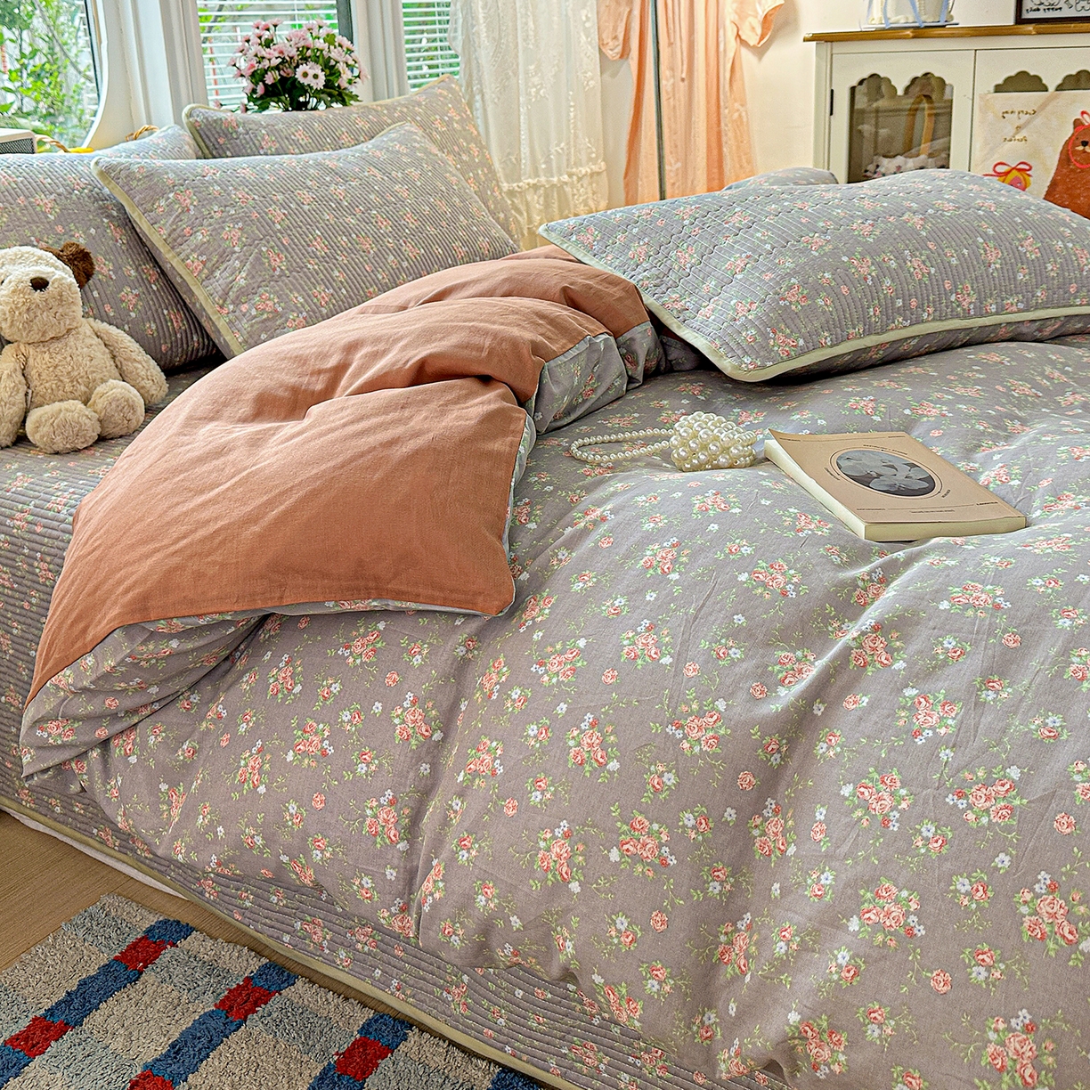 91家纺网 家纺一手货源 找家纺 （总）文黛家居 2026新款全棉双层纱床盖四件套