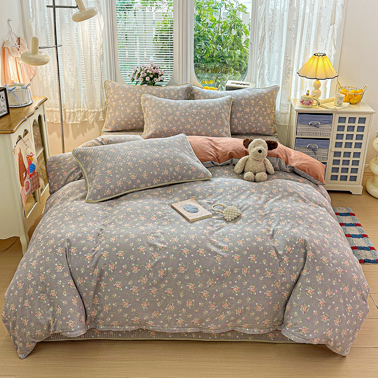 91家纺网 家纺一手货源 找家纺 （总）文黛家居 2026新款全棉双层纱床盖四件套