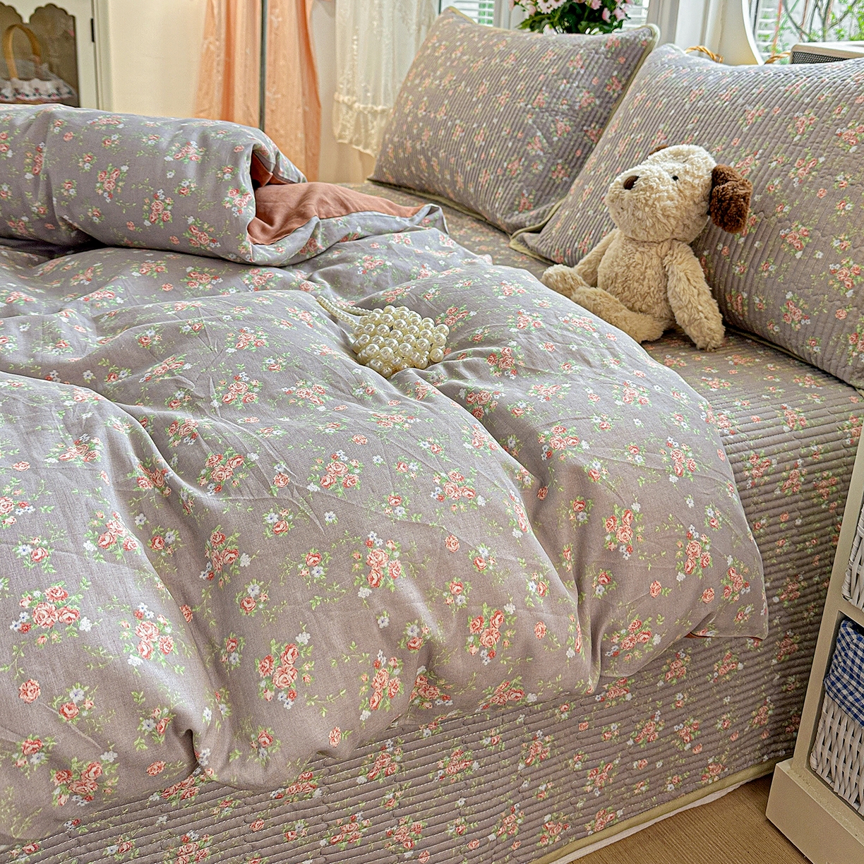 91家纺网 家纺一手货源 找家纺 （总）文黛家居 2026新款全棉双层纱床盖四件套