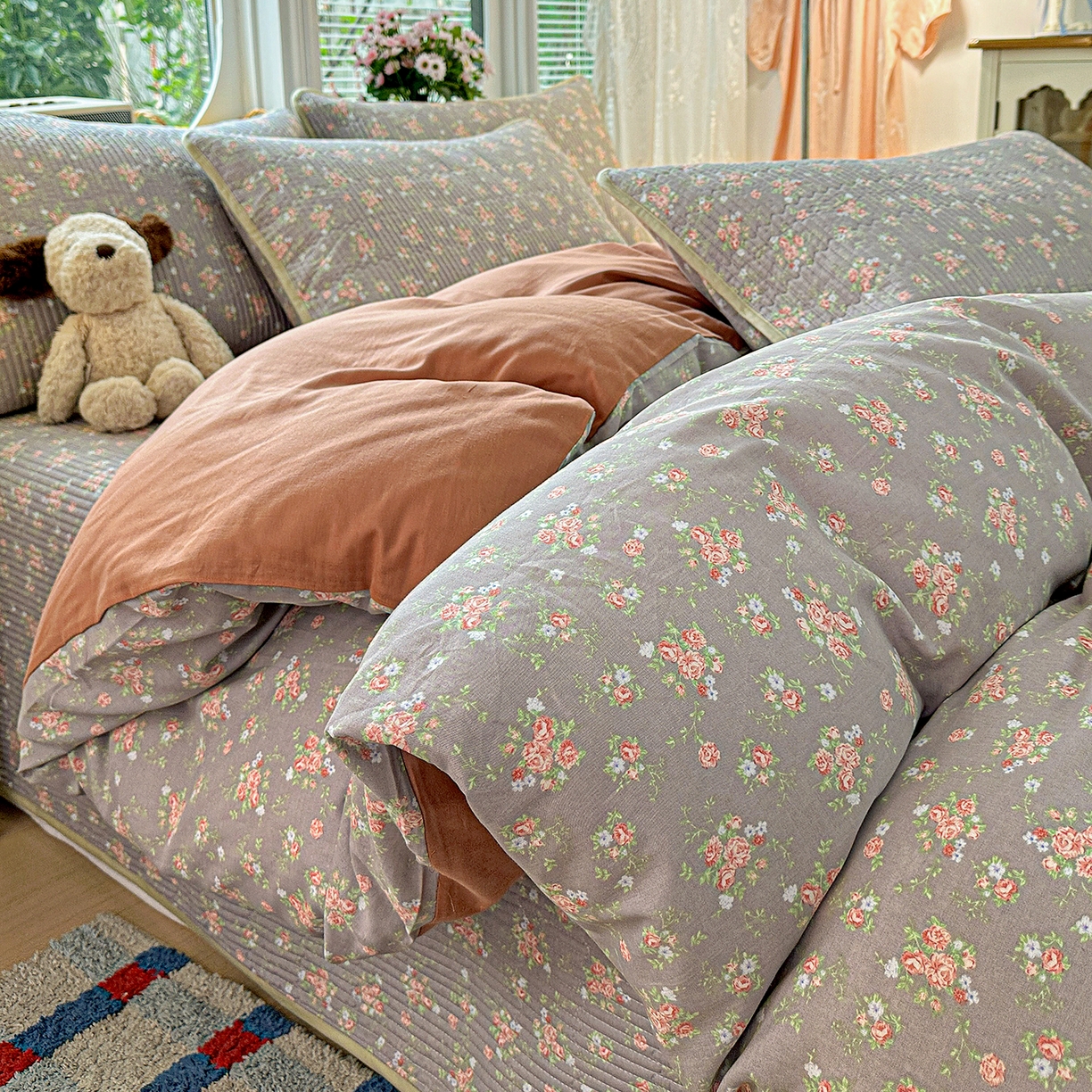 91家纺网 家纺一手货源 找家纺 （总）文黛家居 2026新款全棉双层纱床盖四件套