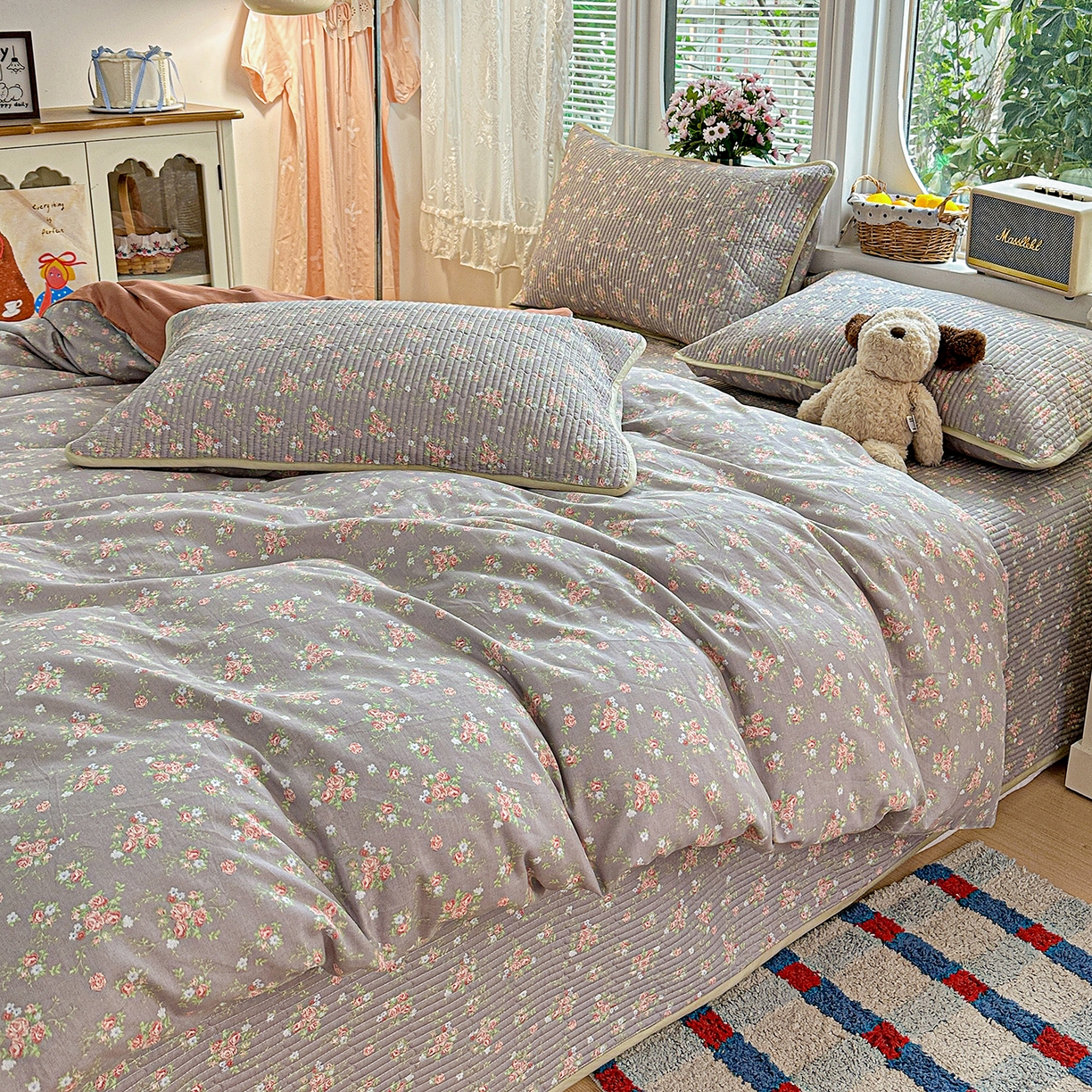 91家纺网 家纺一手货源 找家纺 （总）文黛家居 2026新款全棉双层纱床盖四件套